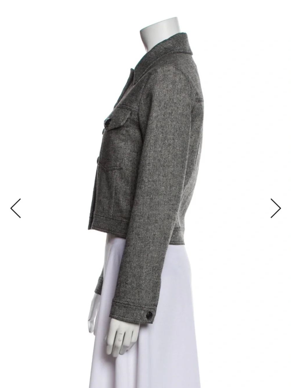 Veronica Beard Gray Cropped Wool-Blend Jacket - Picture 2 of 5